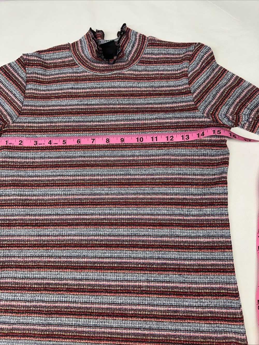 Target Striped Ribbed Long-Sleeve Top in Burgundy and Light Gray - Picture 7 of 7